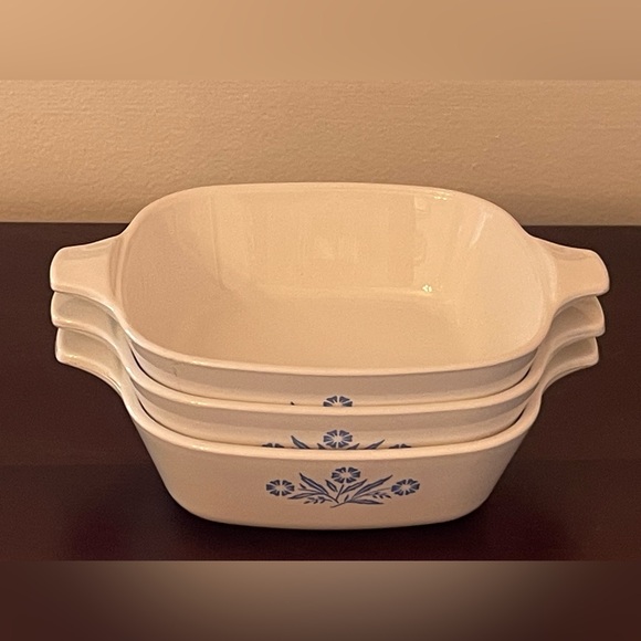 Vintage CorningWare Blue Cornflower P-41-B 1¾ Petite Pan Set:3 Casserole Dishes - Picture 2 of 15